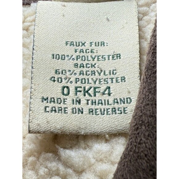 LL Bean Mens Large Brown Faux Suede Sherpa Lined Jacket Full Zip Heavy 0FKF4 - Picture 4 of 10